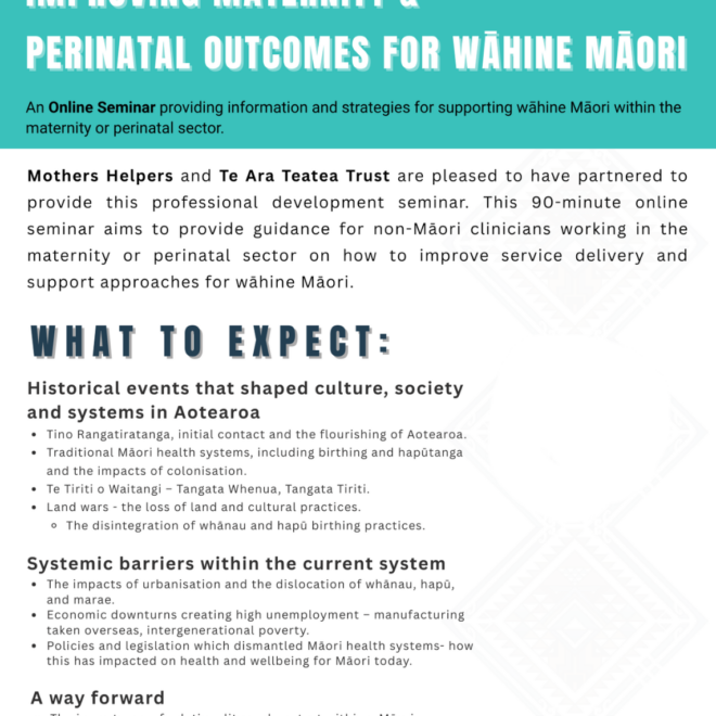 Improving Maternity & Perinatal Outcomes for Wāhine Māori | Professional Seminar
